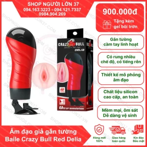 Âm đạo giả rung rên CrazyBull gắn tường siêu chắc