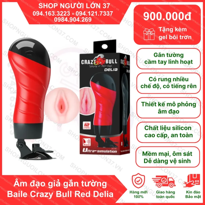 Âm đạo giả gắn tường Baile Crazy Bull Red Delia Âm đạo giả gắn tường Baile Crazy Bull Red Delia