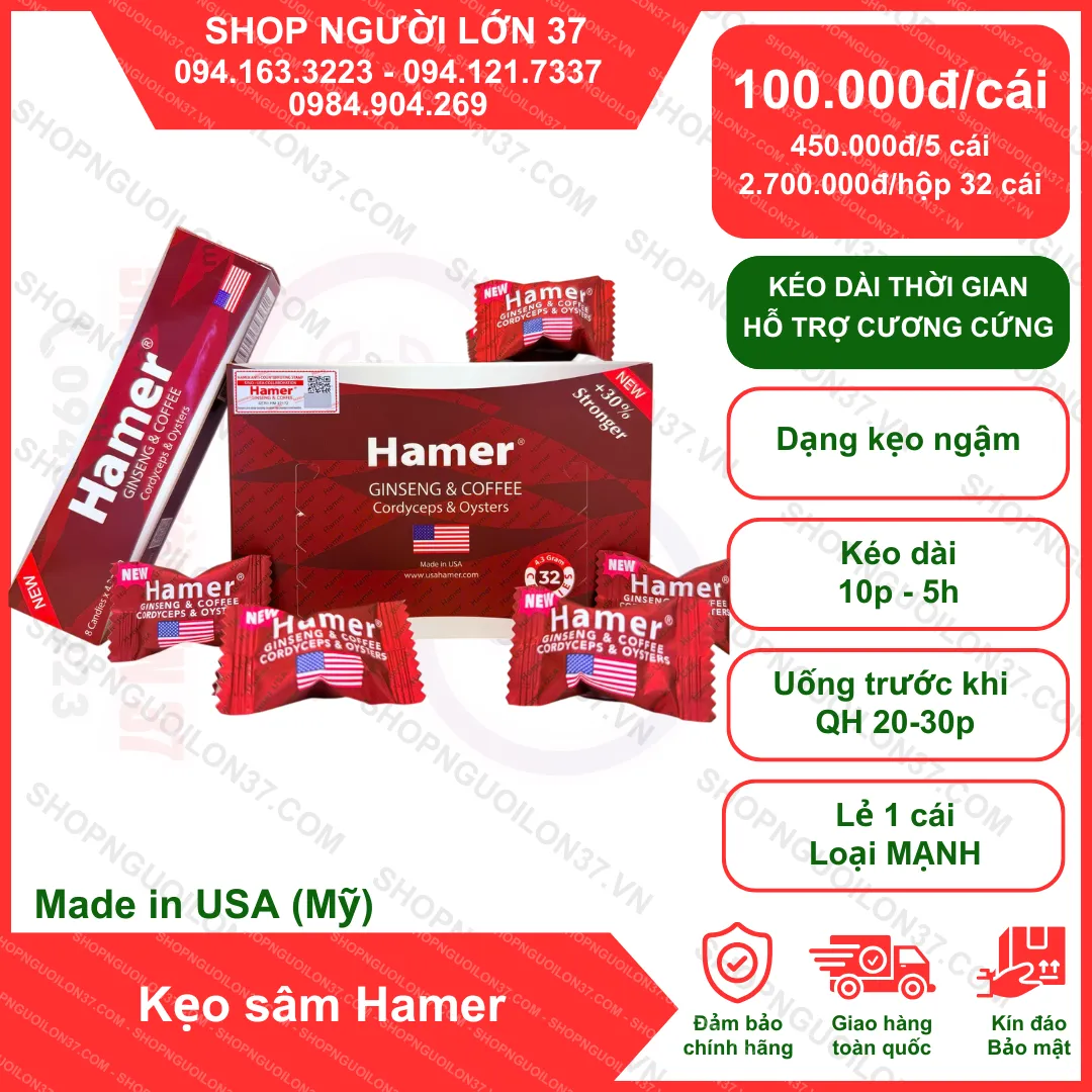 Kẹo sâm Hamer Mỹ