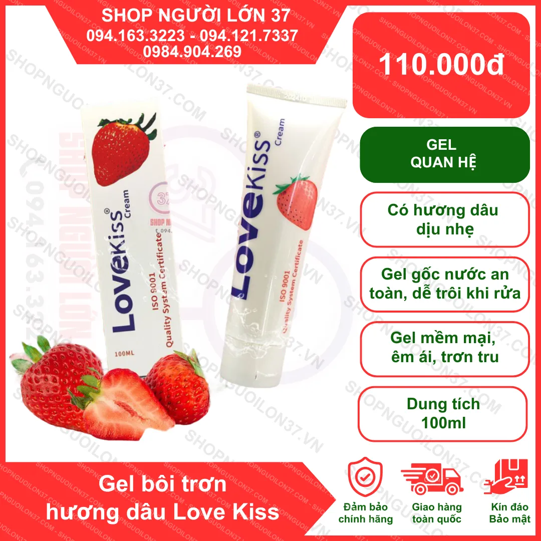 Gel bôi trơn hương dâu Love Kiss Gel bôi trơn hương dâu Love Kiss