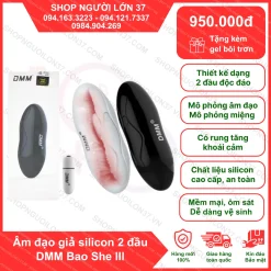 Âm đạo giả có rung cầm tay 2 đầu DMM