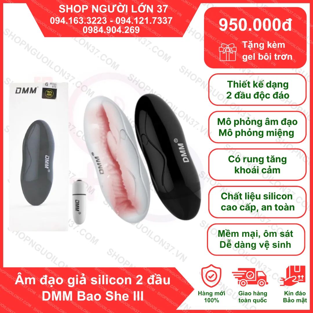 Âm đạo giả silicon 2 đầu DMM Bao She III