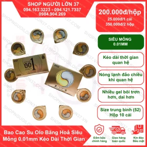 Bao Cao Su Olo Băng Hoả Siêu Mỏng 0.01mm Kéo Dài Thời Gian