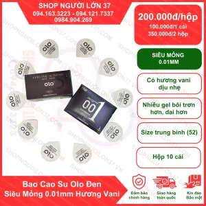 Bao Cao Su Olo Đen Siêu Mỏng 0.01mm Hương Vani