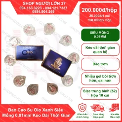 Bao Cao Su Olo Xanh Siêu Mỏng 0.01mm Kéo Dài Thời Gian