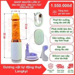 Dương vật giả gắn tường tự động rung thụt có phát nhiệt Langkyl