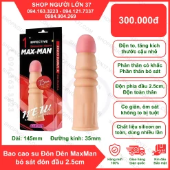 Bao Cao Su Đôn Dên MaxMan bó sát đôn đầu 2.5cm