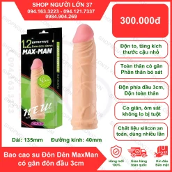 Bao cao su Đôn Dên MaxMan có gân đôn đầu 3cm