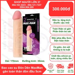 Bao Cao Su Đôn Dên MaxMan gân toàn thân đôn đầu 5cm