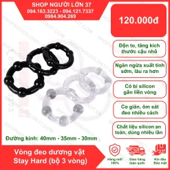 Vòng đeo dương vật Stay Hard Chống Xuất Tinh Sớm bộ 3 vòng