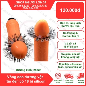 Vòng đeo dương vật râu đen có 18 bi silicon