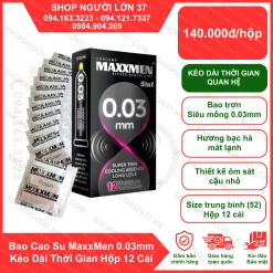 Bao Cao Su MaxxMen 0.03mm Kéo Dài Thời Gian Hộp 12 Cái