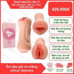 Âm đạo giả silicon 2 đầu miệng và âm đạo