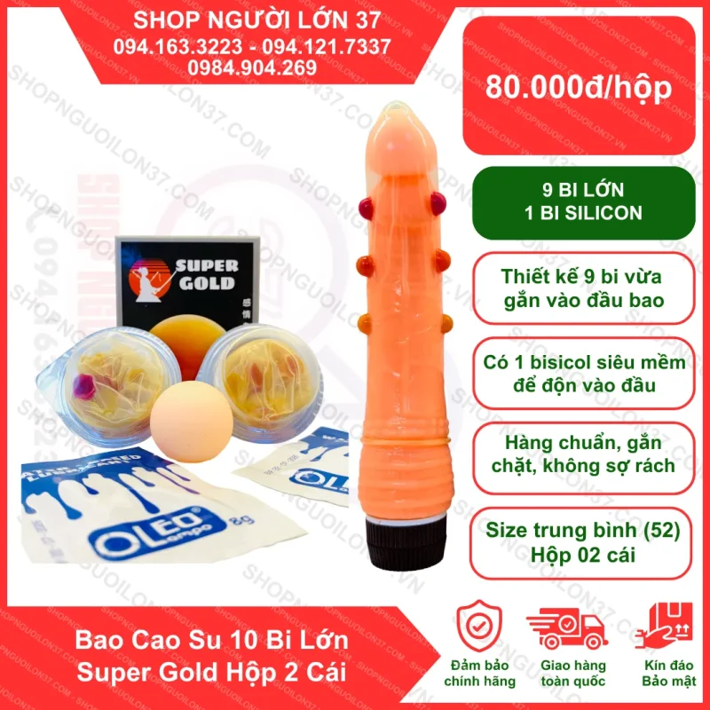 Bao cao su 10 bi tặng kèm 2 gói gel bôi trơn Bao cao su 10 bi tặng kèm 2 gói gel bôi trơn