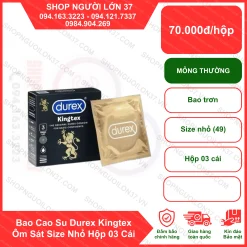 Bao Cao Su Durex Kingtex Ôm Sát Size Nhỏ Hộp 3 Cái