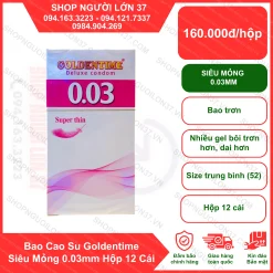 Bao Cao Su Goldentime Siêu Mỏng 0.03mm Hộp 12 Cái