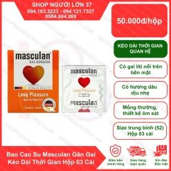 Bao Cao Su Masculan Gân Gai Kéo Dài Thời Gian Hộp 03 Cái