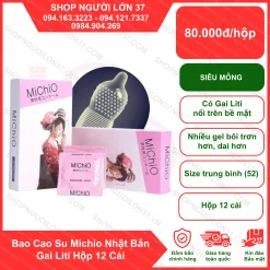 Bao Cao Su Michio Nhật Bản Gai Liti Hộp 12 Cái