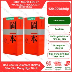 Bao Cao Su Okamoto Hương Dâu Siêu Mỏng Hộp 10 Cái
