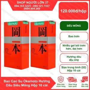 Bao Cao Su Okamoto Hương Dâu Siêu Mỏng Hộp 10 Cái