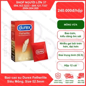 Bao cao su Durex Fetherlite Siêu Mỏng, Size 52.5mm