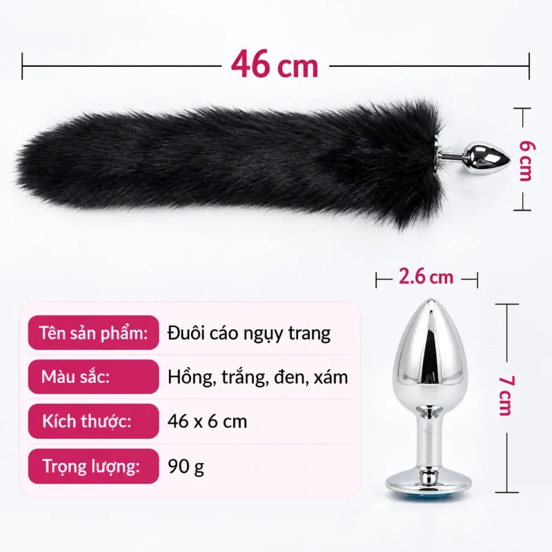 Kích thước Plug đuôi cáo dài 350mm, plug dài 80mm