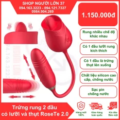 Trứng rung 2 đầu có lưỡi và thụt RoseTe 2.0