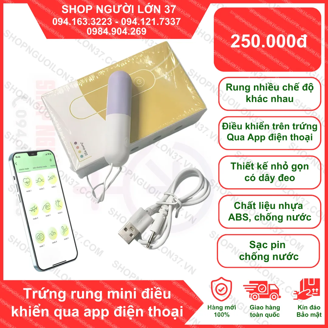 Trứng rung mini điều khiển qua app điện thoại