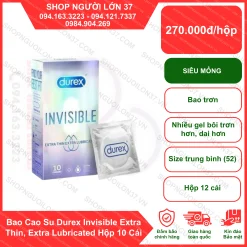 Bao Cao Su Durex Invisible Extra Thin, Extra Lubricated Hộp 10 Cái