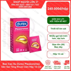 Bao Cao Su Durex Pleasuremax Gân Gai Tăng Khoái Cảm Hộp 12 Cái