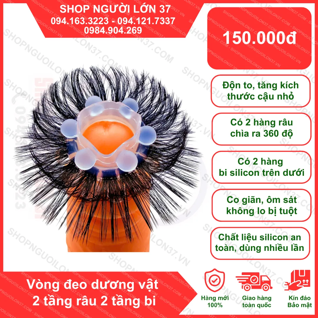 Vòng đeo dương vật 2 tầng râu 2 tầng bi