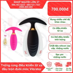 Trứng rung điều khiển từ xa đầu tròn đuôi móc Vibrator