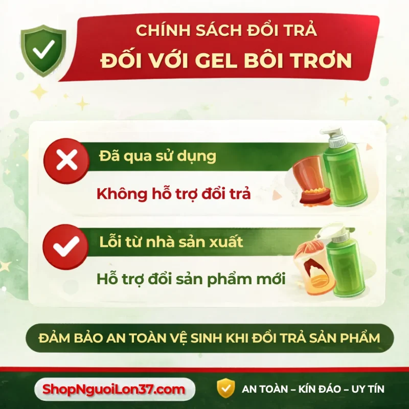 Chính Sách Đổi Trả Đối Gel Bôi Trơn