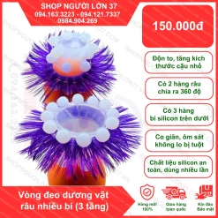 Vòng đeo dương vật râu nhiều bi 3 tầng silicon co giãn