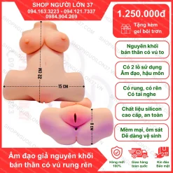 Âm đạo giả nguyên khối bán thân có vú rung rên