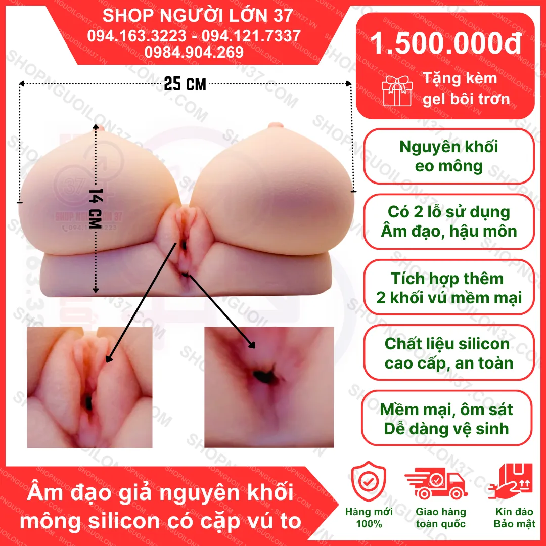 Âm đạo giả nguyên khối mông silicon có cặp vú to
