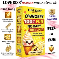 Bao Cao Su Love Kiss Maxxmen Vanilla siêu mỏng 0.02mm chính hãng