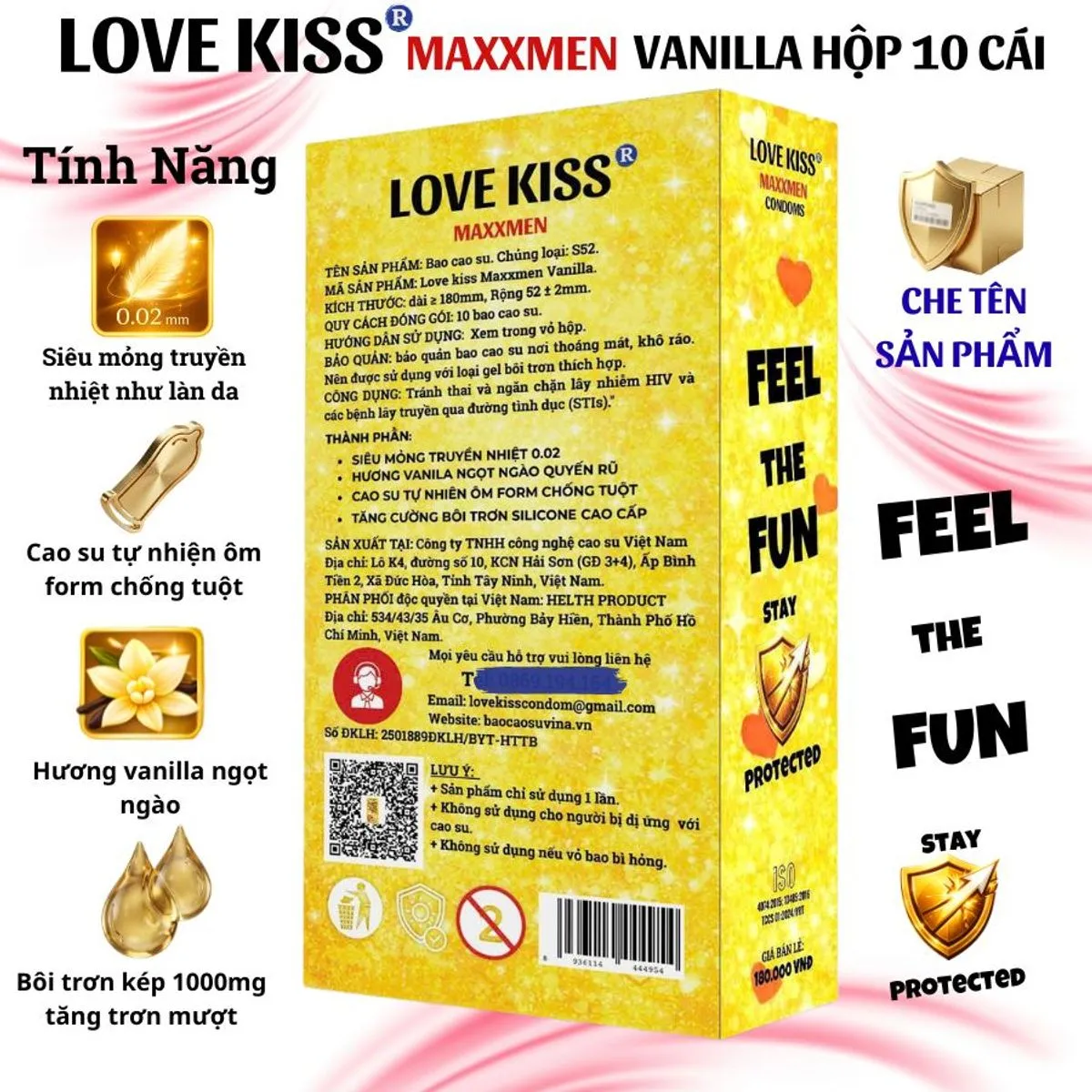 Bao Cao Su MAXXMEN Vanilla hộp phía sau