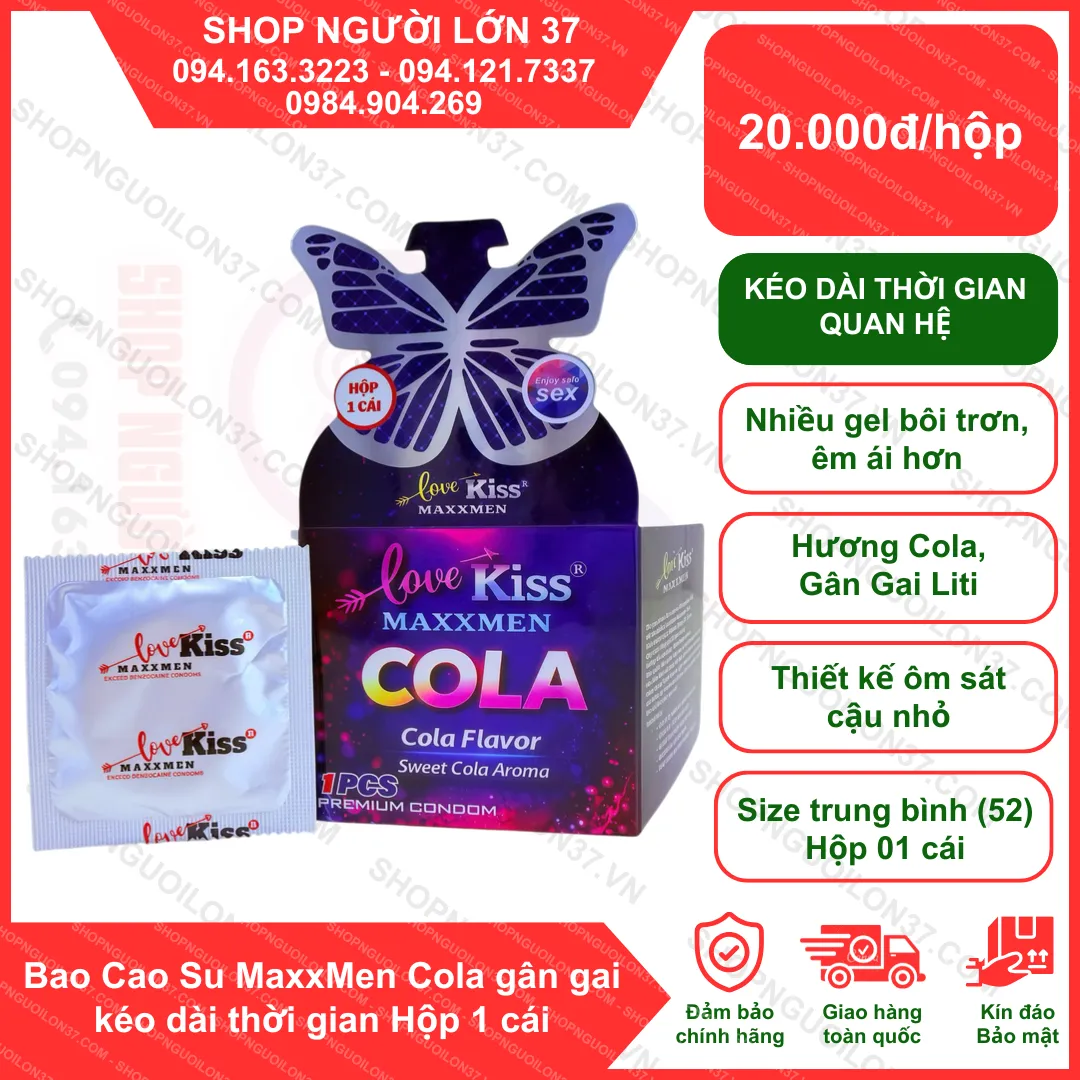 Bao Cao Su MaxxMen Cola gân gai kéo dài thời gian Hộp 1 cái Bao Cao Su MaxxMen Cola gân gai kéo dài thời gian Hộp 01 cái