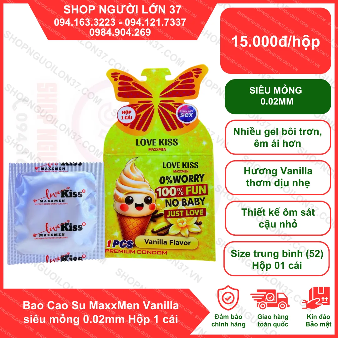 Bao Cao Su MaxxMen Vanilla siêu mỏng 0.02mm Hộp 1 cái