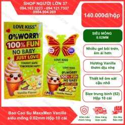 Bao Cao Su MaxxMen Vanilla siêu mỏng 0.02mm Hộp 10 cái