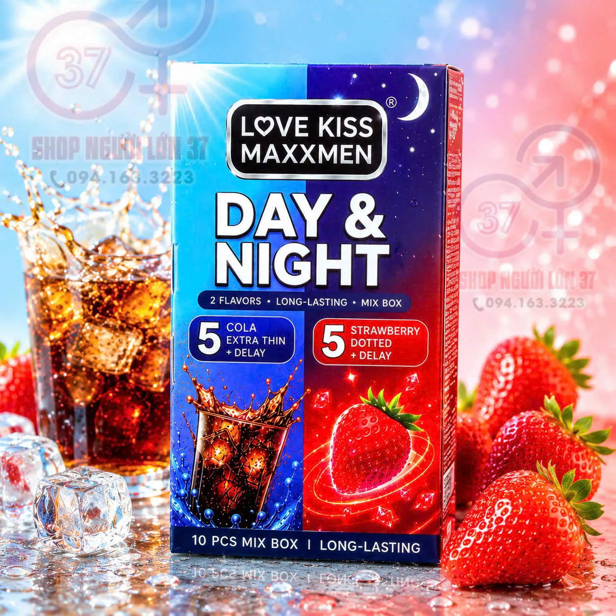 Bao Cao Su MaxxMen Day & Night Hương Dâu và Cola Hộp 10 Cái 1 Bao Cao Su MaxxMen Day & Night Hương Dâu và Cola Hộp 10 Cái