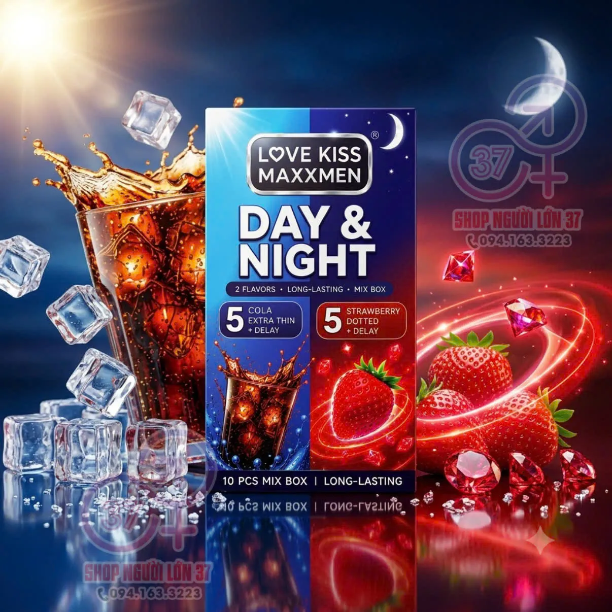 Bao Cao Su MaxxMen Day & Night Hương Dâu và Cola Hộp 10 Cái 2 Bao Cao Su MaxxMen Day & Night Hương Dâu và Cola Hộp 10 Cái