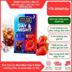 Bao Cao Su MaxxMen Day & Night Hương Dâu và Cola Hộp 10 Cái
