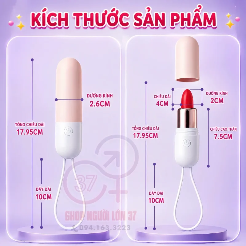 Trứng rung ROSELEX 10 chế độ rung với thiết kế dạng thỏi son