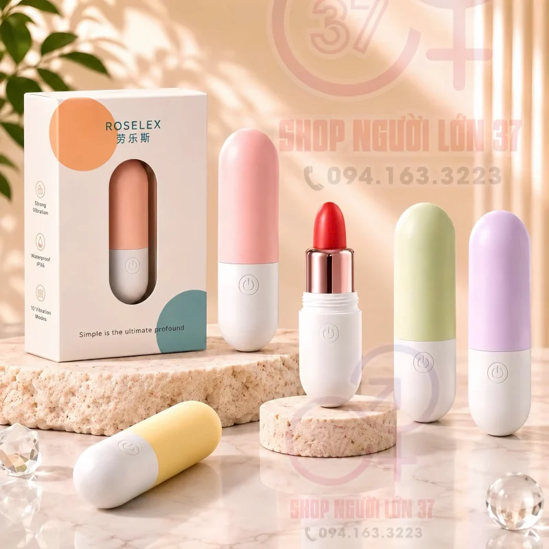 Trứng rung ngụy trang thỏi son ROSELEX thiết kế nhỏ gọn kín đáo