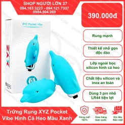 Trứng Rung XYZ Pocket Vibe Hình Cá Heo Màu Xanh