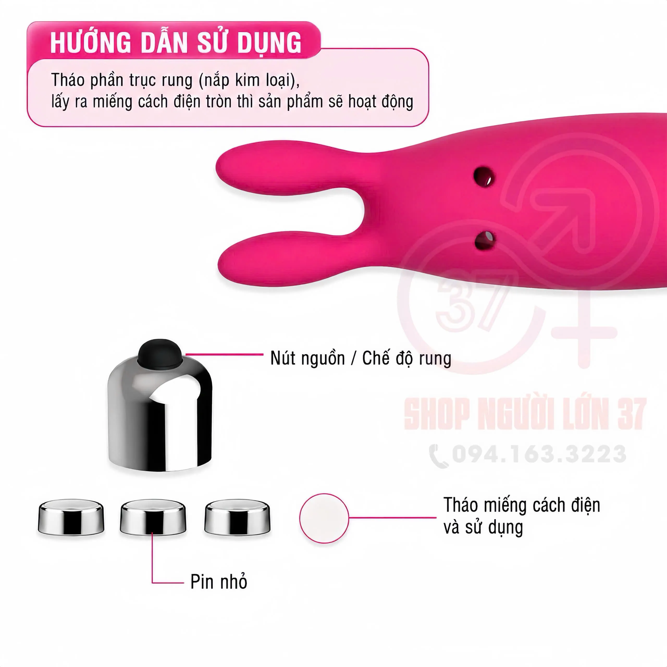 Trứng Rung XYZ Pocket Vibe Hình Thỏ Màu Hồng 2 Trứng Rung XYZ Pocket Vibe Hình Thỏ Màu Hồng