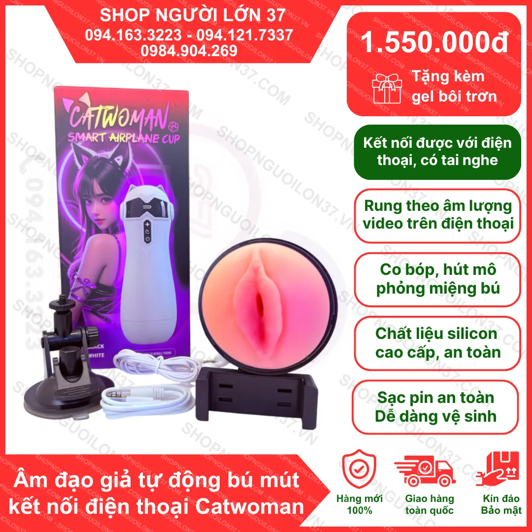 Âm đạo giả tự động bú mút kết nối điện thoại Catwoman Âm đạo giả tự động bú mút kết nối điện thoại Catwoman