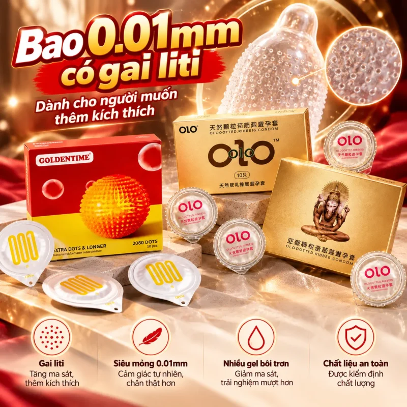 Bao 0.01mm có gai liti dành cho người muốn thêm kích thích